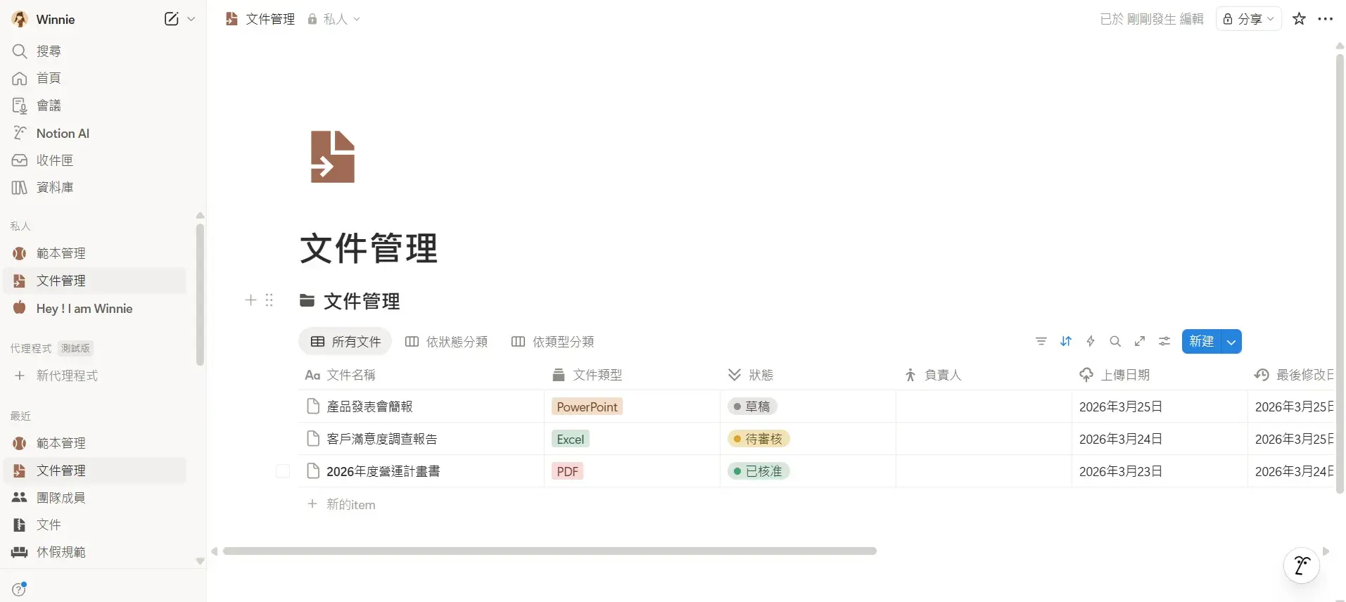 Notion 是什麼，工作空間截圖顯示頁面列表介面